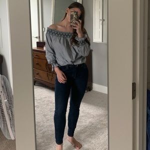 Off the shoulder stripped blouse